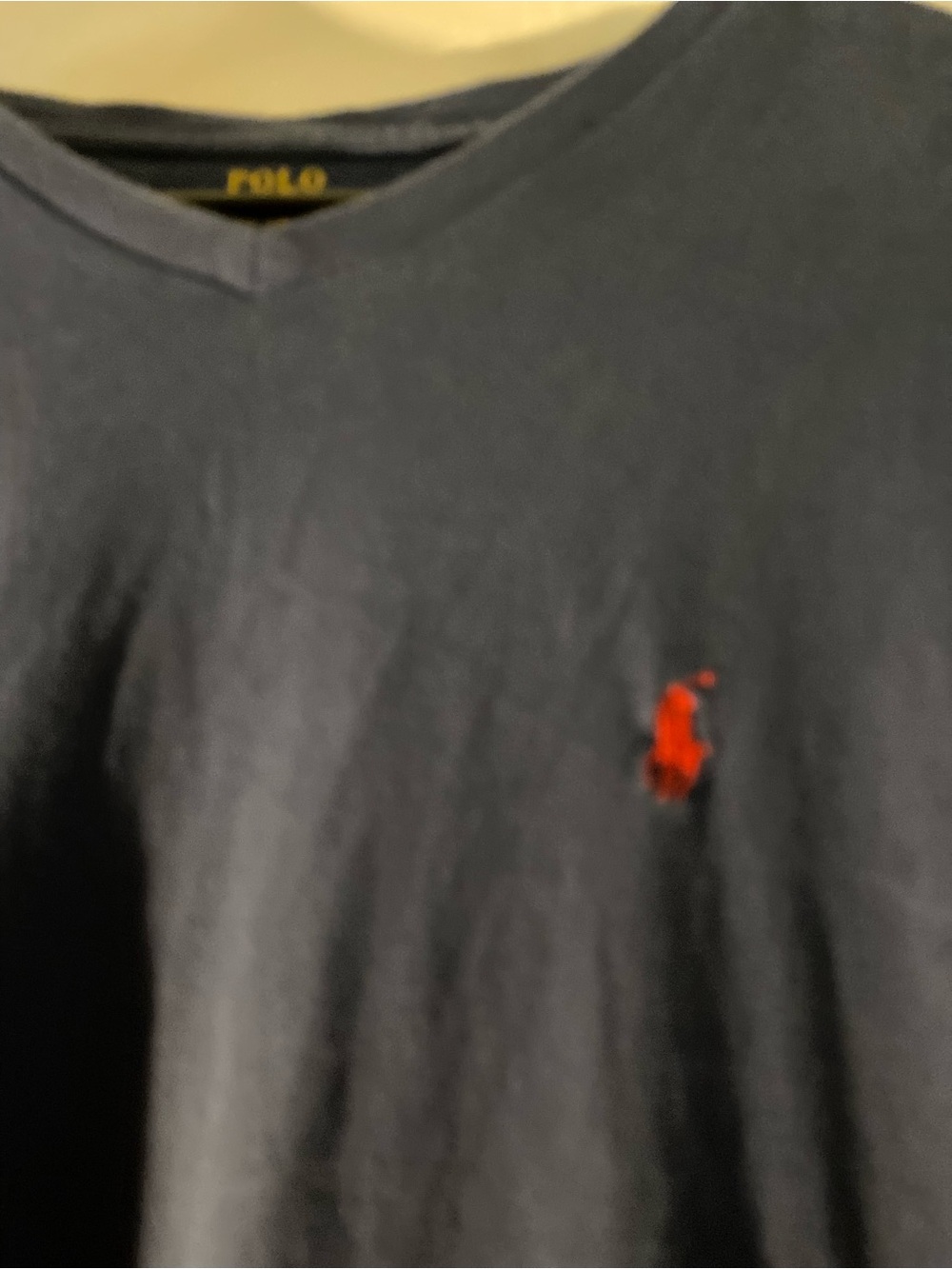 Polo by Ralph Lauren Navy V-Neck Shirt with Red Pony